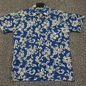 Roundy Bay Shirt Men Medium Hawaiian Button Up Short Sleeve Collared Cotton‎ M